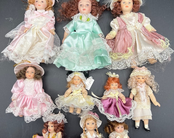 Ten Small Porcelain Doll Ornaments Decor Etsy