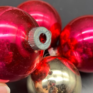 Four Shiny Brite Glass Ball Ornaments Pink and Gold
