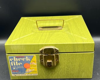 Vintage Green Metal File Box: Ballonoff Check Storage, USA Made 9” x 4.5”