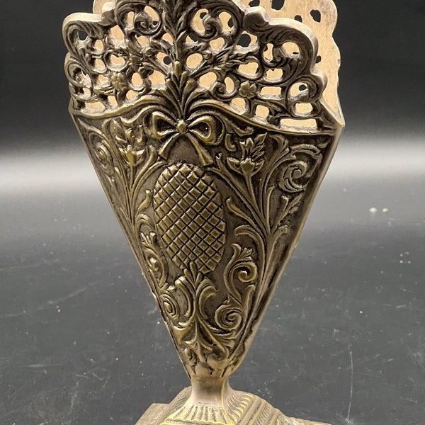 Ornate Silver Plated Vase 8.5”