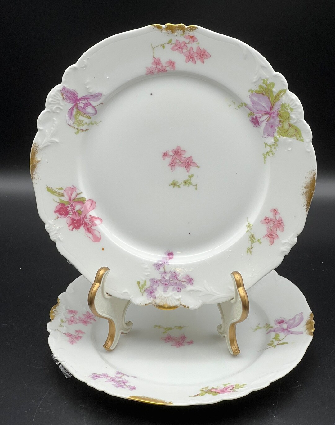 Two C Ahrenfeldt Limoges Salad Plates Floral With Gold Etsy