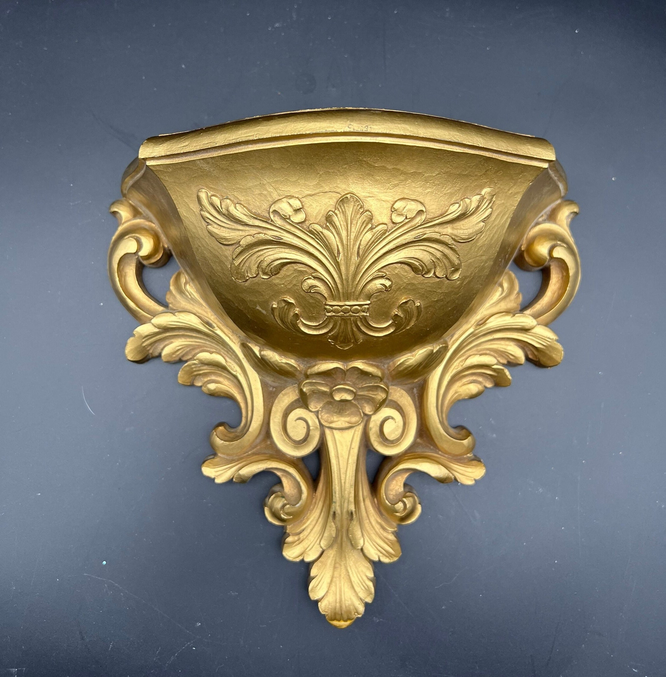 Homco 6050 Gold Wall Planter Shelf Sconce 1978 8.5 X 8 Etsy