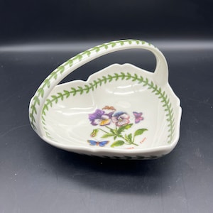 Portmeirion Botanic Garden Pansy Butterflies Heart Basket Pansy 7”