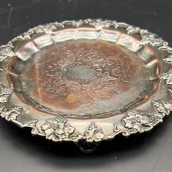 EG Webster Silver Plated Ivy Round Tray 7”
