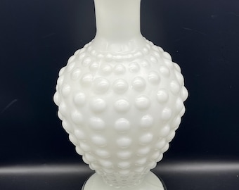 Vintage Large 16” Milk Glass Hobnail  Vase -White Fenton Style  - Cottage Chic Farmhouse Decor