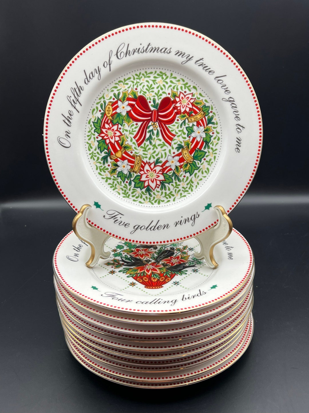 11 American Atelier 12 Days of Christmas Salad /dessert Plates Etsy