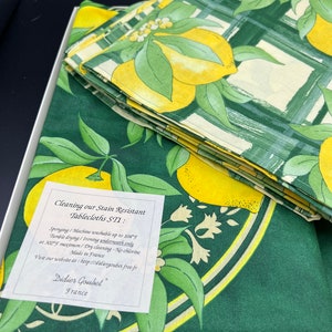 Didier Goubet Lemon Green from Provence Tablecloth and Napkins (6) Made in France - 72 x 72  Six Napkins - NEW