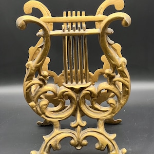 Ornate Lyre Harp Magazine Rack Centerpiece Victorian Decor Wedding 11” x 6.5”