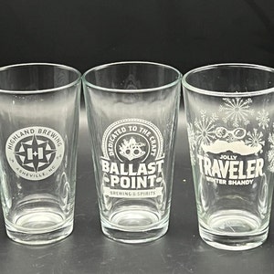 Brewery Craft Beer Pint Glasses - Your Choice -  Highland, Cigar City, Traveler, Ballast Point, Magic Hat