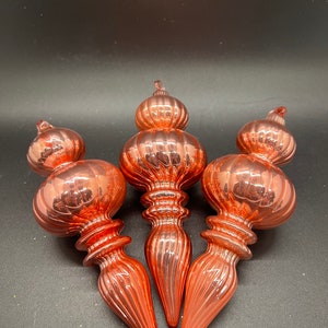 Three Pink Blown Glass Ornaments