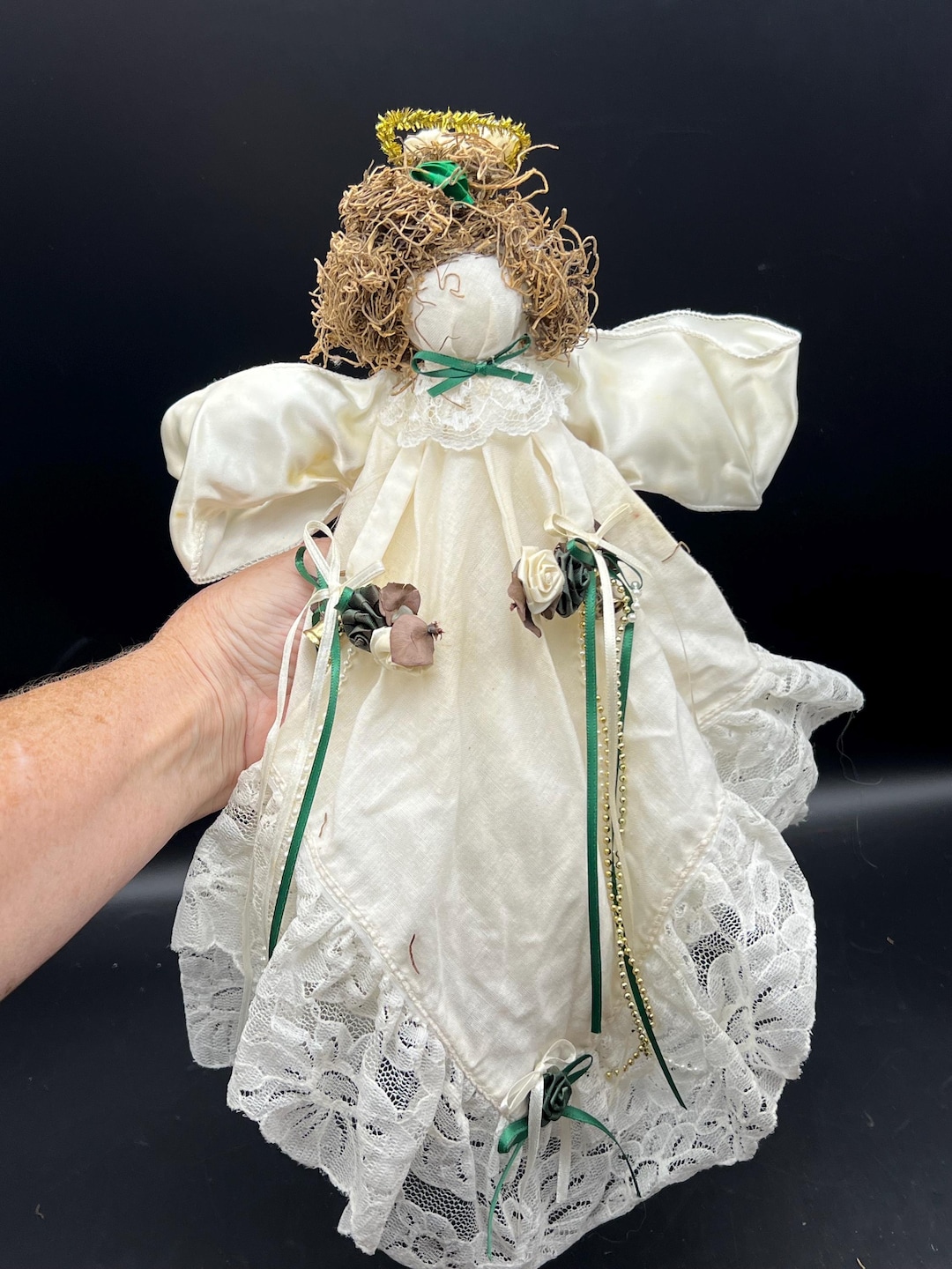 Vintage Handmade Angel Lace Gown 14” Christmas Ornament - Etsy