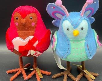 Target Spritz Featherly Friends Fabric Birds, "Boxter" 2026 Valentine's Day Collection & "Flutter" 2024 Easter Collection, Size- 6"