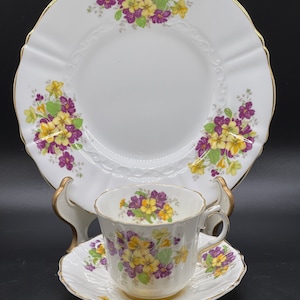 Old Royal Bone China Trio Tea Cup , Saucer and Dessert Plate