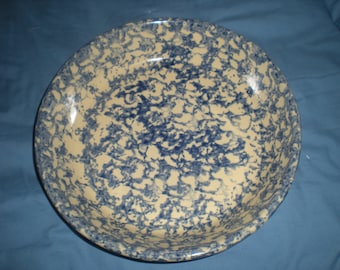 Antique Blue /& White Spatterware Salad Dessert Plate Spongeware 19th Century