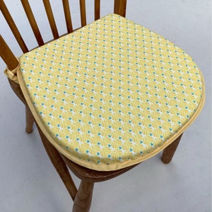 Ochre Yellow Art Deco Print Chair Seat Pads (To Fit Seats Approx.14"x 14") Sets of 2, 4 & 6