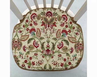 William Morris Inspired Tapestry Weave Spindle Back Shape Chair Seat Pads (To Fit Seats Approx.17"x 15")
