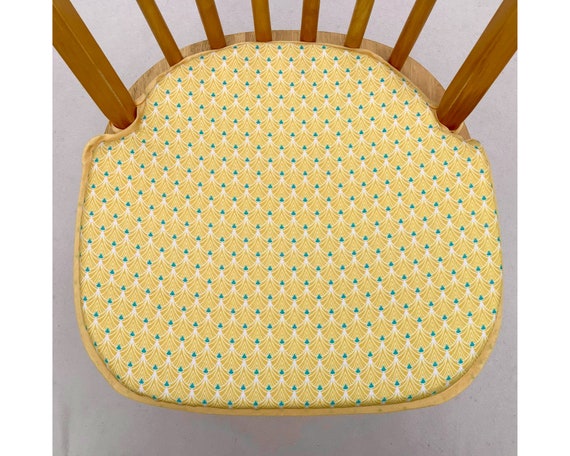 Ochre Yellow Art Deco Print Spindle Back Shape Chair Seat Pads to Fit Seats Approx.17x 15 Etsy UK