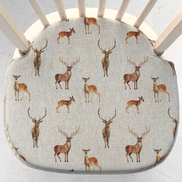 Stags & Deer Spindle Back Shape Chair Seat Pads (To Fit Seats Approx.17” x 15")