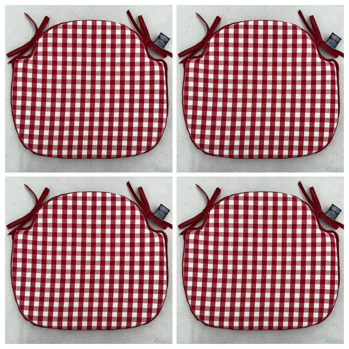 Red Gingham Check Spindle Back Shape Chair Seat Pads To Fit Etsy