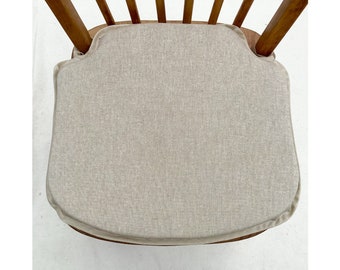 Smaller Spindle Back Shape Plain , Natural Linen Look Chair Seat Pads (14” Wide x 13” Deep)