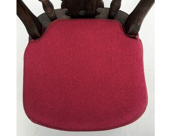 Smaller Spindle Back Shape “Highlander Crimson” Chair Seat Pads (14” Wide x 13” Deep)