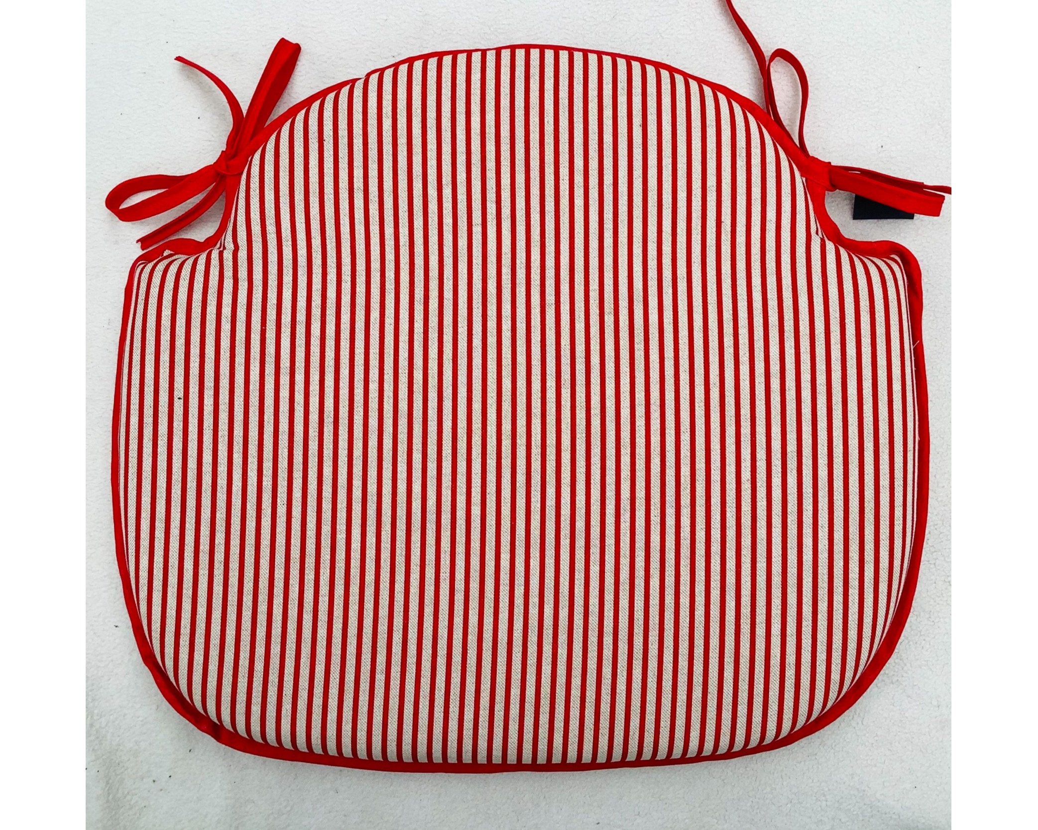 Red Ticking Stripe Spindle Back Shape Chair Seat Pads To Fit Etsy