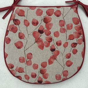 Red Watercolour Leaves Chair Seat Pads (For Seats Approx. 14”X 14”) Sets of 2, 4, 6
