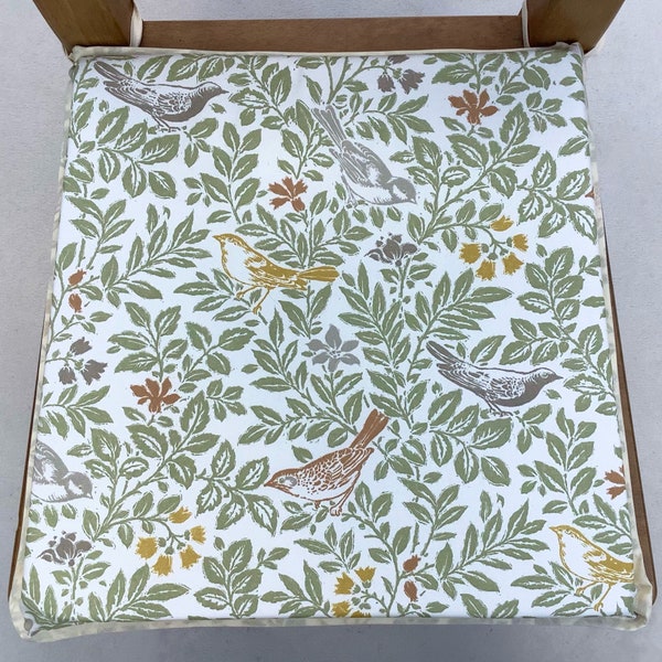 Autumn Birdsong Print Tapered Square Shaped Chair Seat Pads (To Fit Seats Approx.16"x 16") Clarke & Clarke Fabric