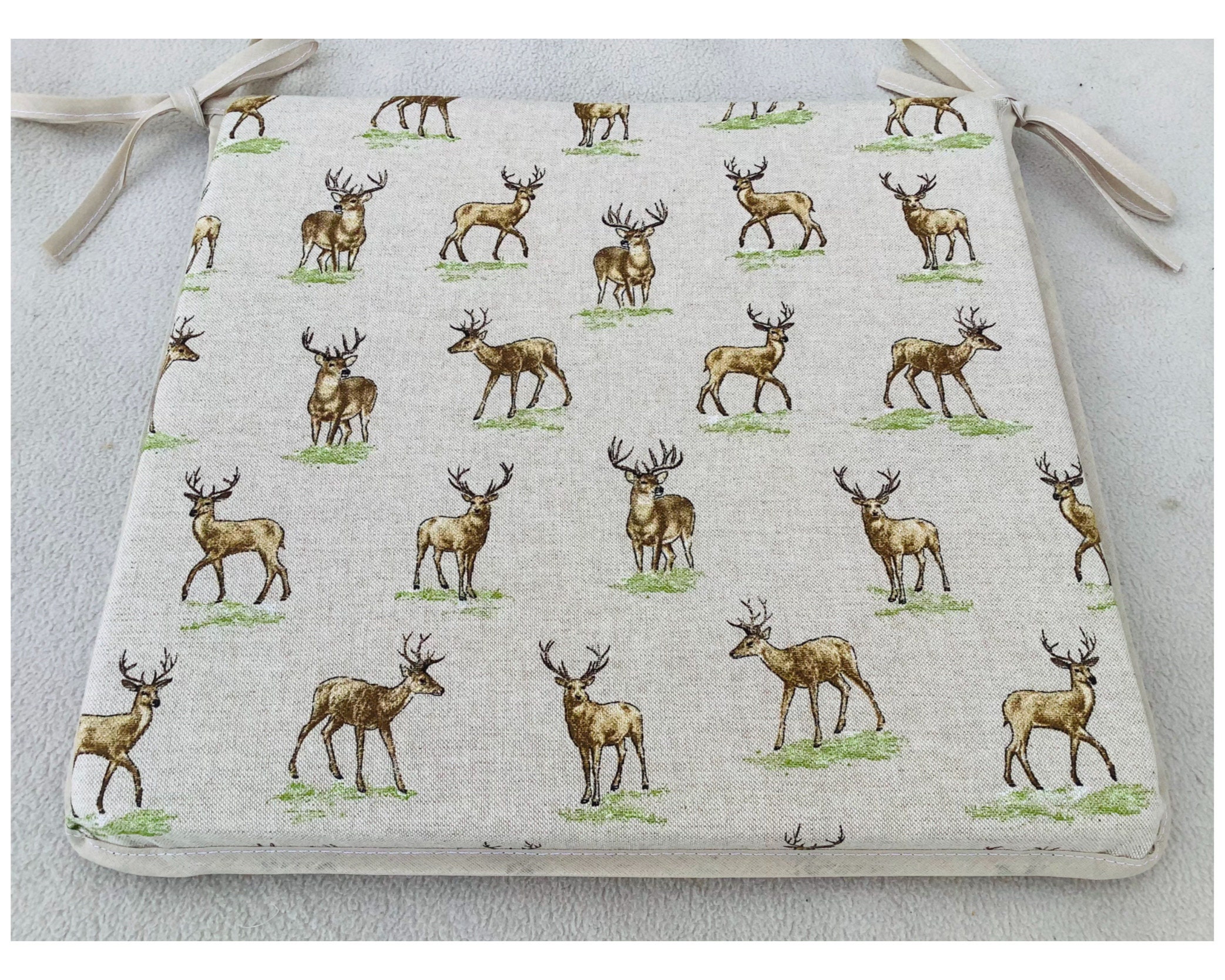 Country Stag Print Rectangular Shaped Chair Seat Pads - Etsy UK