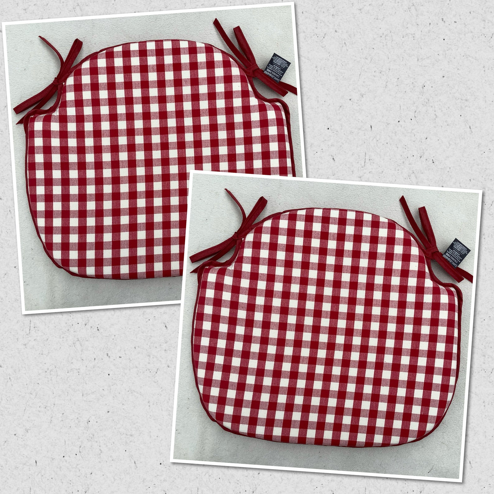 Red Gingham Check Spindle Back Shape Chair Seat Pads To Fit Etsy
