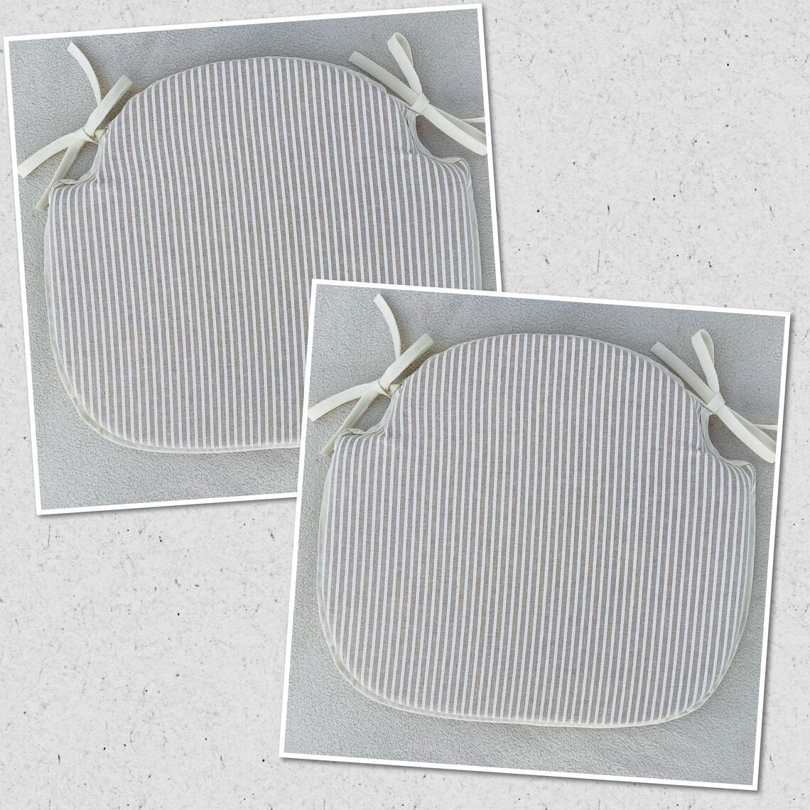 White Ticking Stripe Spindle Back Shape Chair Seat Pads To Etsy