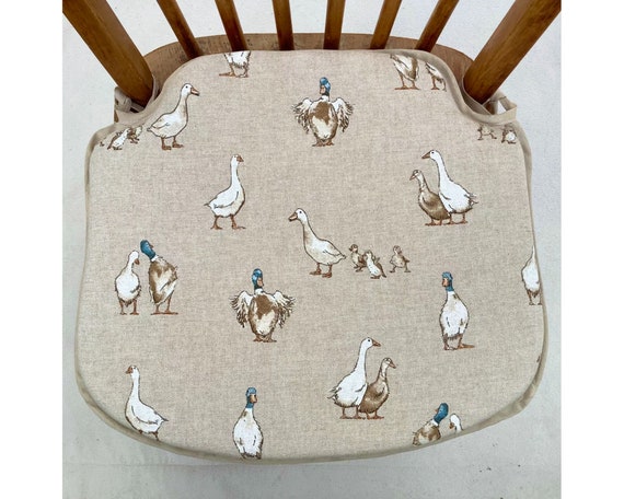 Smaller Spindle Back Shape Chair Seat Pads 14 Wide X 13 Deep Natural Shabby Duck Print Etsy Australia