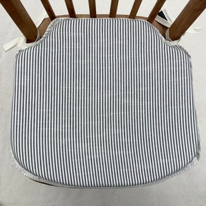 Smaller Spindle Back Shape Charcoal Grey bempton Stripe Chair Seat Pads 14 Wide X 13 Deep Etsy