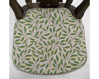 Smaller Spindle Back Shape, Green Leaves Pattern, Chair Seat Pads (14” Wide x 13” Deep)