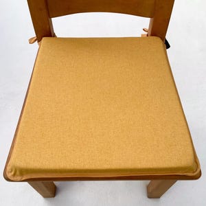Plain Ochre Gold Tapered Square Shaped Chair Seat Pads (To Fit Kitchen/Dining Chair Seats Approx.16&quot;x 16&quot;), Highlander Gold Fabric