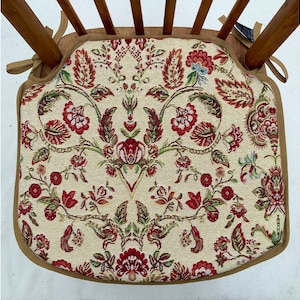 Smaller Spindle Back Shape Chair Seat Pads (14” Wide x 13” Deep) William Morris Inspired , Tapestry Weave