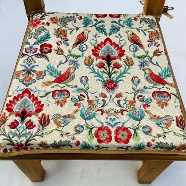 William Morris Inspired Tapestry Weave, Tapered Square Shaped Chair Seat Pads, (To Fit Seats Approx.16"x 16")