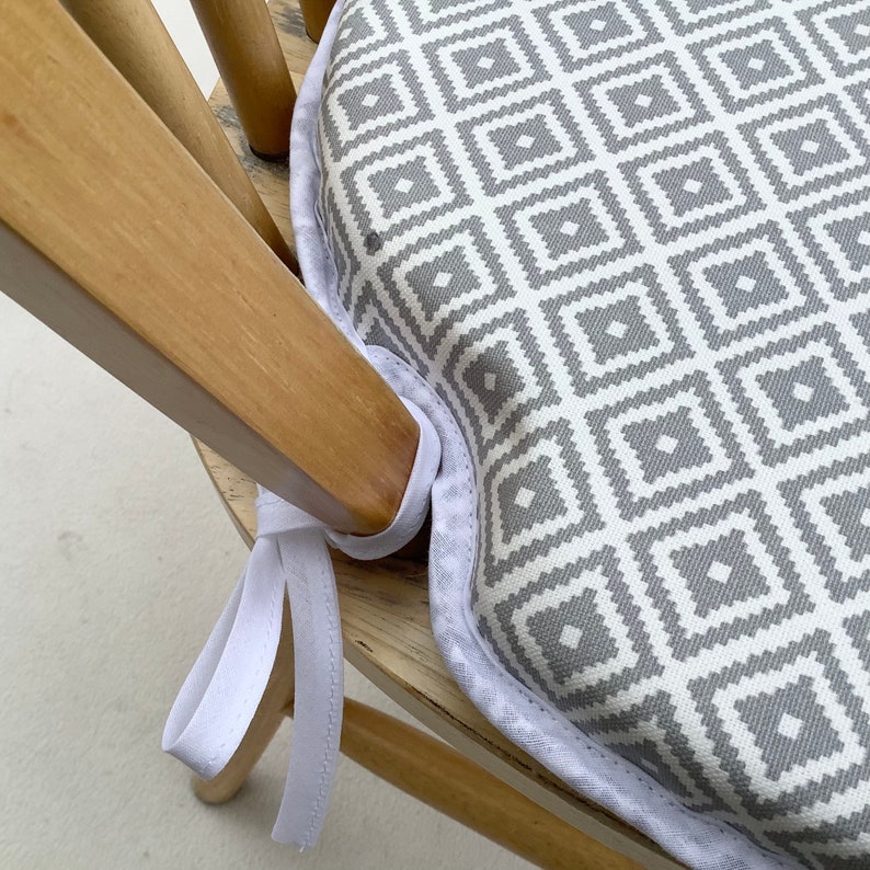Light Grey kiki Smoke Spindle Back Shape Chair Seat Pads to Etsy UK