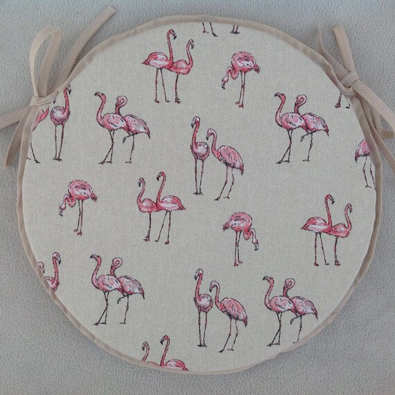 14"ACROSS SET OF 4 PINK FLAMINGO PRINT ROUND BISTRO STYLE CHAIR SEAT PADS 14"ACROSS SET OF 4 PINK FLAMINGO PRINT ROUND BISTRO STYLE CHAIR SEAT PADS