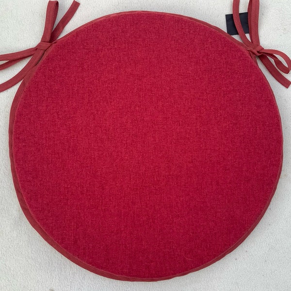 Highlander Plain Crimson Red Round Bistro Style Chair Seat Pads , 2 Sizes 14" & 16" Wide (Sets of 2, 4 and 6)