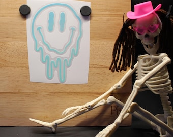 Sticker smiley irisé pour voiture, vinyle adhésif permanent, options de personnalisation et expédition rapide