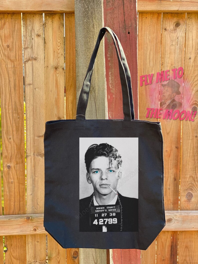 celebrity fan art Canvas Tote bag classic music lover Fathers Day retro vintage Jail Time Frank Sinatra reusable handbag Eco Friendly