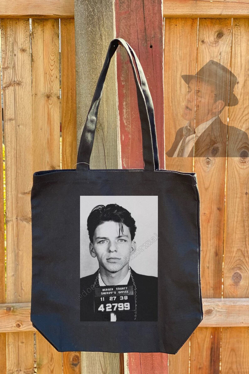 celebrity fan art Canvas Tote bag classic music lover Fathers Day retro vintage Jail Time Frank Sinatra reusable handbag Eco Friendly