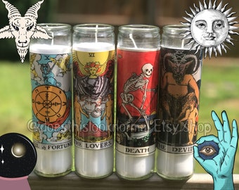 Bougie sainte, cartes de tarot, fortune, mystique, wicken, spirituel, drôle, décoration intérieure, sorts, horoscope, lectures, art étrange, fête des pères