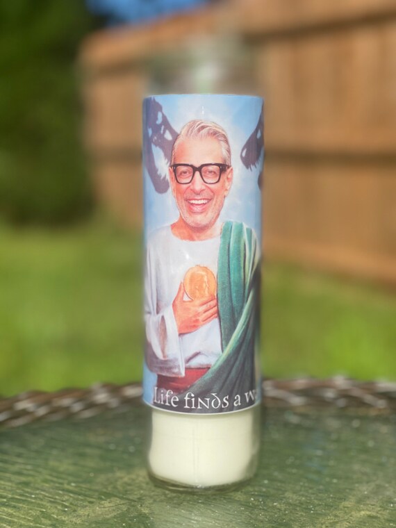 Saint Jeff Goldblum Candle Jurassic Park Movie Legend Funny Etsy