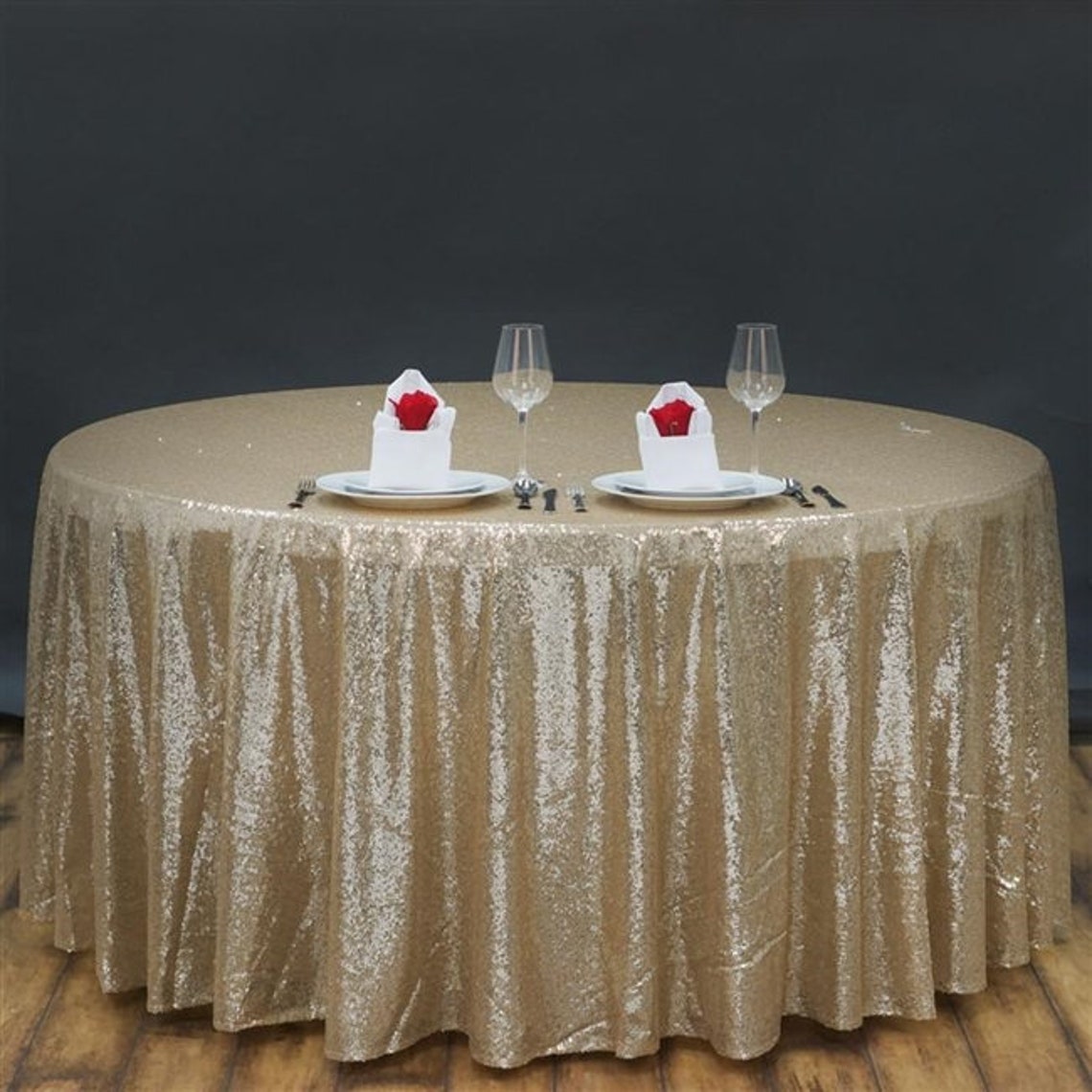 Light Champagne Sequin Tablecloth, Glitz Light Champagne Tablecloth