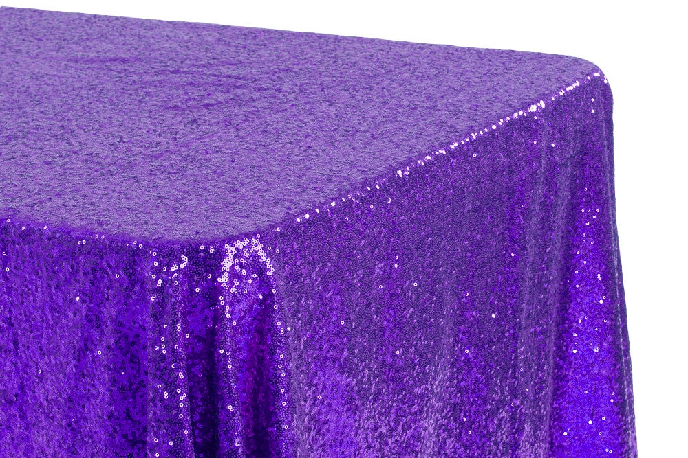 Purple Sequin Tablecloth, Glitz Purple Tablecloth, Purple Sequin Linen, Great Gatsby Theme