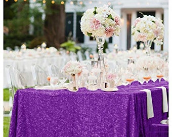 Purple Sequin Tablecloth, Glitz Purple Tablecloth, Purple Sequin Linen, Great Gatsby Theme, Wedding, Engagement, Bridal Shower, Baby Shower