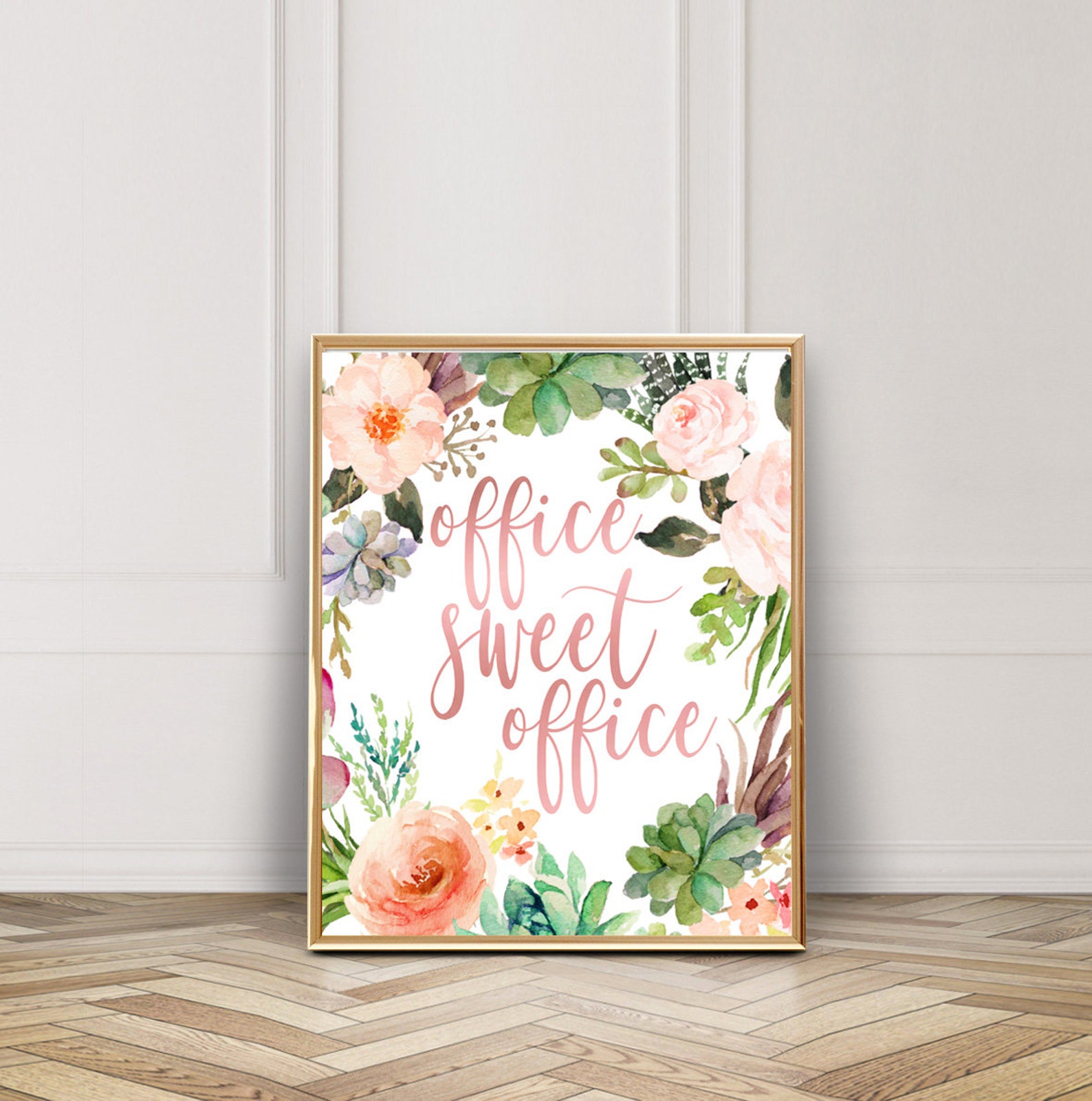 Rose Gold Office Desk Accessories Rose Printable Office Etsy