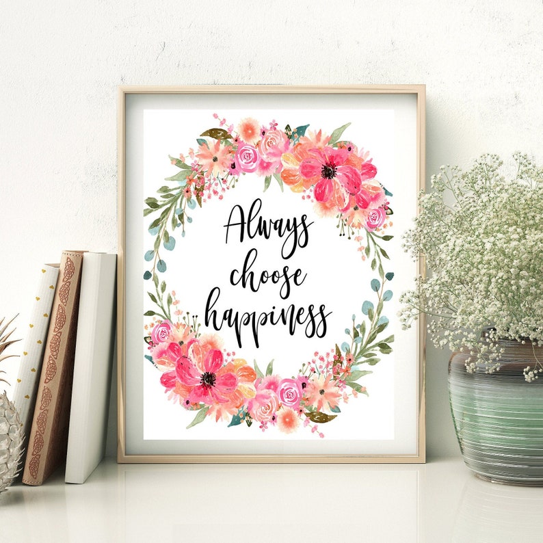 Always Choose Happiness Printable Wall Art Office Décor for Etsy